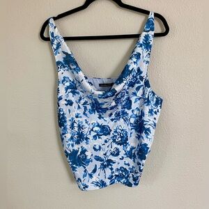 Abercrombie & Fitch White Tank Top with Blue Floral Print